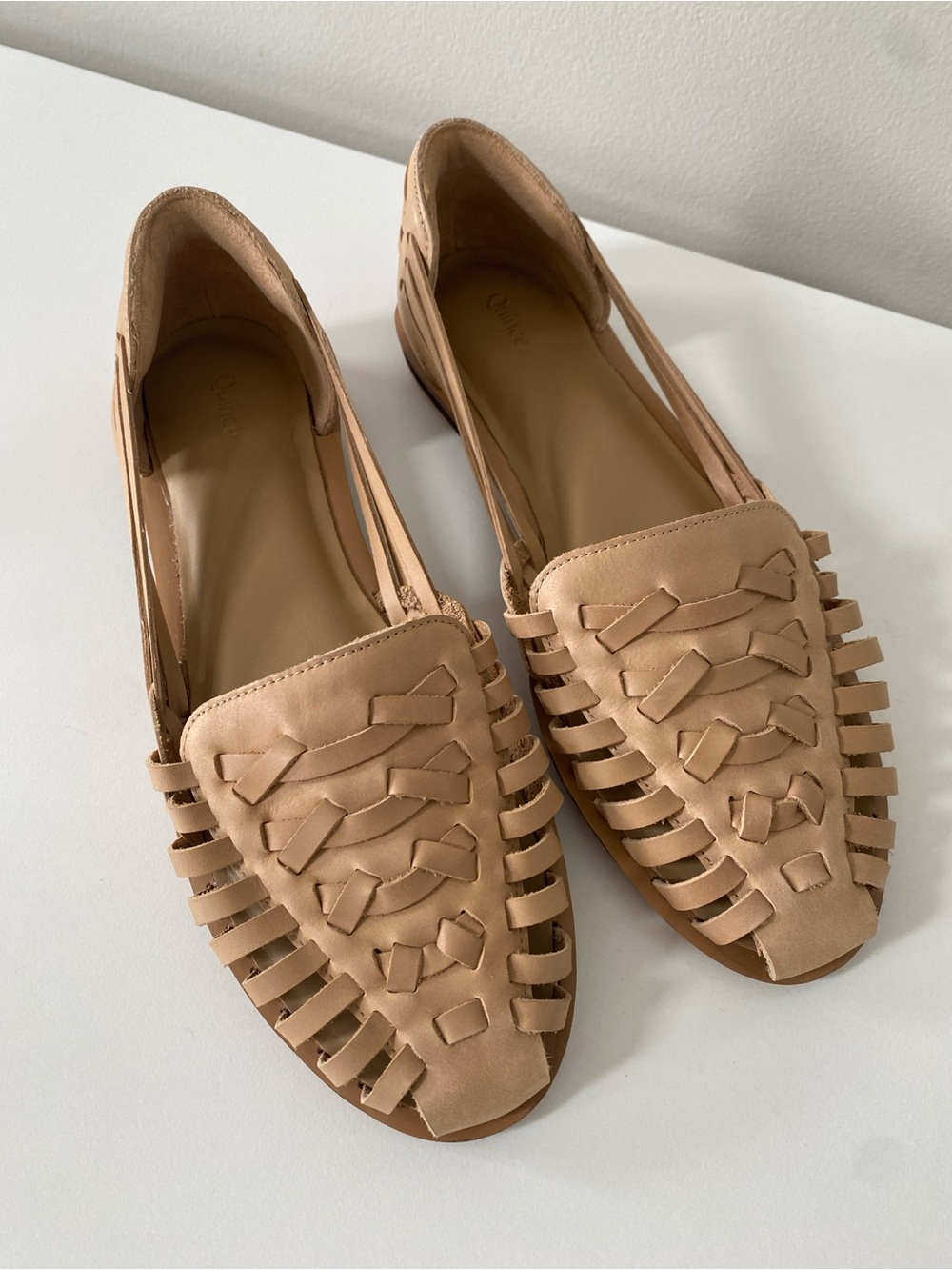 Quince 100% Leather Huarache Flats in Cashew Sz 8 - Picture 2 of 7